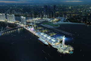 So soll der Hafenkomplex in Dubai, der zwei neue Kreuzfahrtterminals einschließt, nach der Fertigstellung aussehen