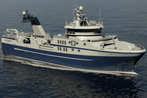 Das neue Fischereischiff entsteht in Spanien bei der Werft